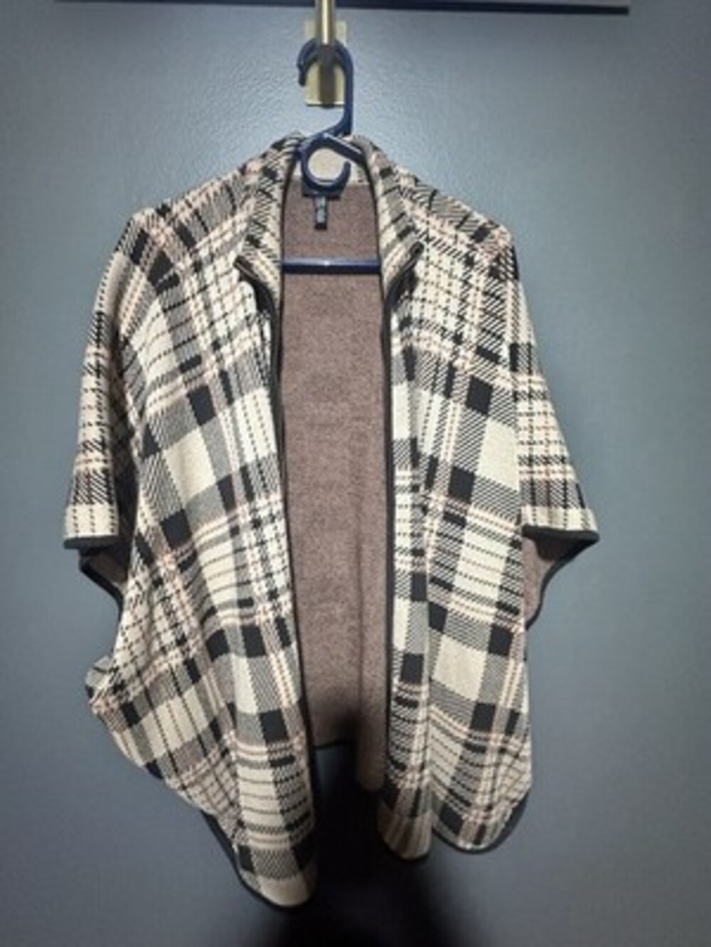 Jones New York Signature Plaid Zip Front Cardigan Sweater L/XL Tan Black Brown - Picture 1 of 3